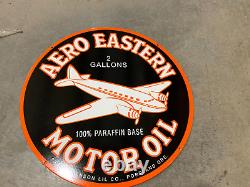 Aero Eastern Motor Oil Large Heavy Double Sided Porcelain Sign (24 Inch) Nice