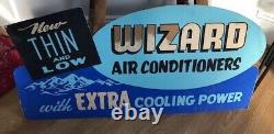 Air Conditioner Sign Vintage Wizard Old Double-Sided 1940's Department Store