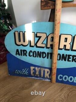 Air Conditioner Sign Vintage Wizard Old Double-Sided 1940's Department Store
