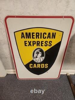 American Express Cards Double Sided Metal Vintage Advertisement Sign 1960s