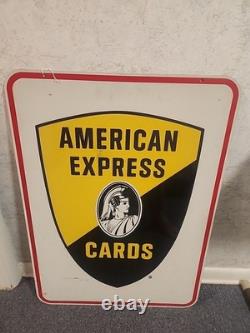 American Express Cards Double Sided Metal Vintage Advertisement Sign 1960s