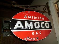 Amoco gasoline Double sided Metal sign USA With Bracket