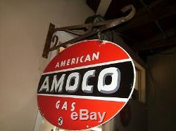 Amoco gasoline Double sided Metal sign USA With Bracket