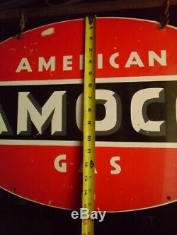 Amoco gasoline Double sided Metal sign USA With Bracket