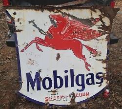 Antique 1939 Dbl Porcelain Mobilgas Pegasus Socony Vacuum USA Motor Oil Gas Sign