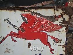 Antique 1939 Dbl Porcelain Mobilgas Pegasus Socony Vacuum USA Motor Oil Gas Sign