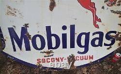 Antique 1939 Dbl Porcelain Mobilgas Pegasus Socony Vacuum USA Motor Oil Gas Sign