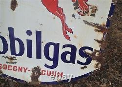 Antique 1939 Dbl Porcelain Mobilgas Pegasus Socony Vacuum USA Motor Oil Gas Sign