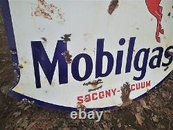 Antique 1939 Dbl Porcelain Mobilgas Pegasus Socony Vacuum USA Motor Oil Gas Sign