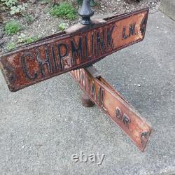 Antique 2 way double sided Porcelain Enamel Street Corner Sign 1930s Sunbury Oh