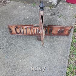 Antique 2 way double sided Porcelain Enamel Street Corner Sign 1930s Sunbury Oh