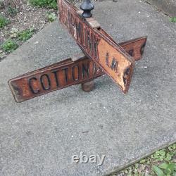 Antique 2 way double sided Porcelain Enamel Street Corner Sign 1930s Sunbury Oh