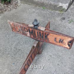 Antique 2 way double sided Porcelain Enamel Street Corner Sign 1930s Sunbury Oh