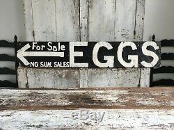 Antique Aafa Wooden Original Painted Double Sided Advertising Trade Sign Eggs