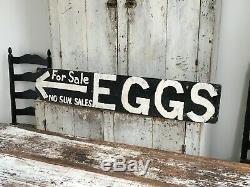 Antique Aafa Wooden Original Painted Double Sided Advertising Trade Sign Eggs