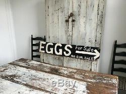 Antique Aafa Wooden Original Painted Double Sided Advertising Trade Sign Eggs