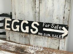 Antique Aafa Wooden Original Painted Double Sided Advertising Trade Sign Eggs