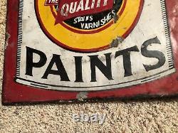 Antique Advertising Double Sided Porcelain Sign Acme Quality Paint Stain Varn