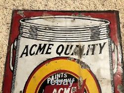 Antique Advertising Double Sided Porcelain Sign Acme Quality Paint Stain Varn