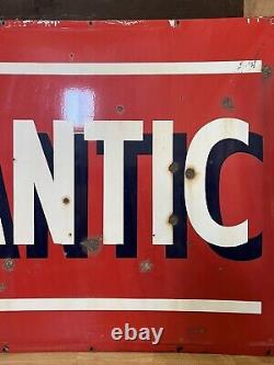 Antique Atlantic Double Sided Porcelain Sign