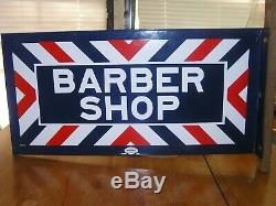Antique Barber Shop sign, pole, Vintage, porcelain, Flange Double sided