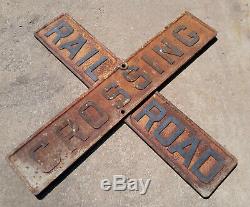 Antique Cast Iron 48 Double Sided Railroad Crossing Crossbucks Sign