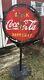 Antique Coca Cola Lollipop Sign 1930s Double Sided-all Original Withoriginal Stand