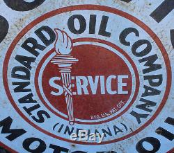 Antique Double Sided ISO-VIS Standard Oil Indiana Motor Oil Advertising Round