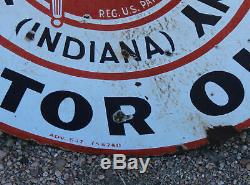 Antique Double Sided ISO-VIS Standard Oil Indiana Motor Oil Advertising Round