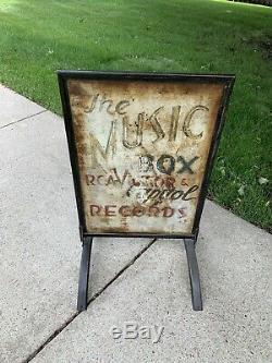 Antique Double Sided Sidewalk Advertising Sign RCA Victor Capital Records Vinyl