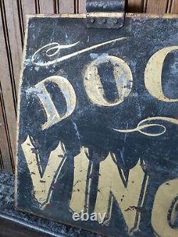 Antique Dr. Vincent Physician Doctor Hand Painted Hanging Sign Double Sided