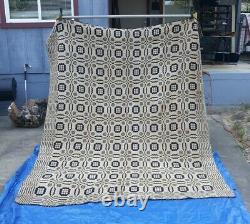 Antique Jacquard Coverlet Signed R. M. Pherson Double Panel/Sided 92 x 78 1850s