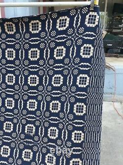 Antique Jacquard Coverlet Signed R. M. Pherson Double Panel/Sided 92 x 78 1850s