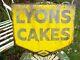 Antique Lyons Cakes Enamel Shop Sign Original Double Sided With Wall Bracket
