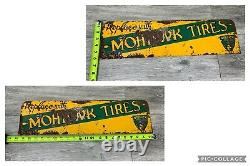 Antique Mohawk Tire Sign Metal Double Sided Auto Car Gas Oil ONLY ONE EVER SEEN