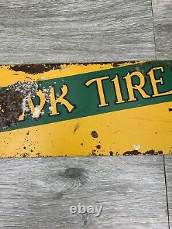 Antique Mohawk Tire Sign Metal Double Sided Auto Car Gas Oil ONLY ONE EVER SEEN