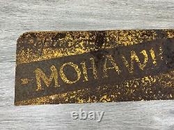 Antique Mohawk Tire Sign Metal Double Sided Auto Car Gas Oil ONLY ONE EVER SEEN