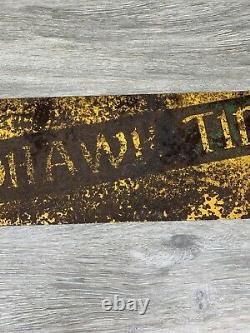 Antique Mohawk Tire Sign Metal Double Sided Auto Car Gas Oil ONLY ONE EVER SEEN