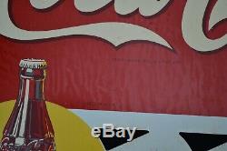 Antique NOS Double Sided COCA-COLA FLANGE ADVERTISING SIGN with support bracket