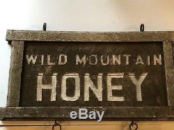 Antique Or Old Wooden Double Sided Wild Mountain Honey Trade Sign New England