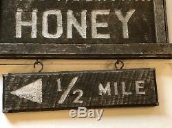 Antique Or Old Wooden Double Sided Wild Mountain Honey Trade Sign New England