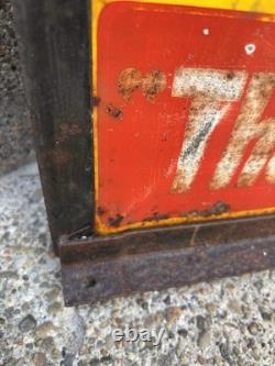 Antique Original Curb Sign Metal Tin Ice Cubes Curb Stand 2x Sided Trade Sign
