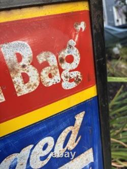 Antique Original Curb Sign Metal Tin Ice Cubes Curb Stand 2x Sided Trade Sign