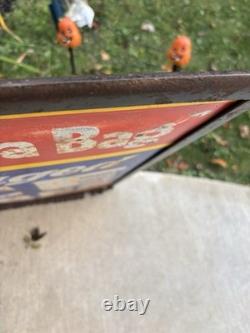 Antique Original Curb Sign Metal Tin Ice Cubes Curb Stand 2x Sided Trade Sign