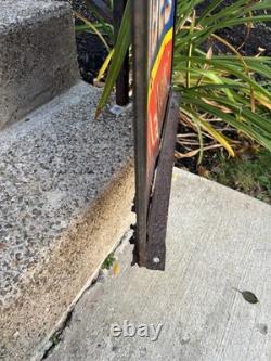 Antique Original Curb Sign Metal Tin Ice Cubes Curb Stand 2x Sided Trade Sign