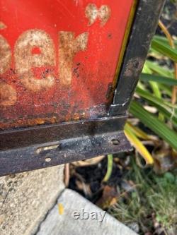 Antique Original Curb Sign Metal Tin Ice Cubes Curb Stand 2x Sided Trade Sign