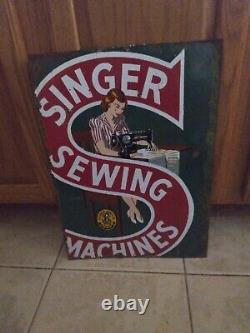 Antique Original Singer Sewing Machines Rare Double Sided Porcelain orig. Sign
