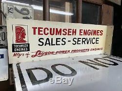 Antique Original double Sided TECUMSEH Lauson Engine FLANGE Dealer Sign Indian