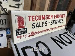 Antique Original double Sided TECUMSEH Lauson Engine FLANGE Dealer Sign Indian