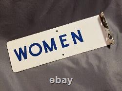 Antique Porcelain Double Sided WOMEN Ladies Rest Room Flange Sign